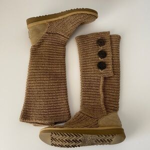 UGG Classic Cardy Tall Tan Knit Boots Size 5
